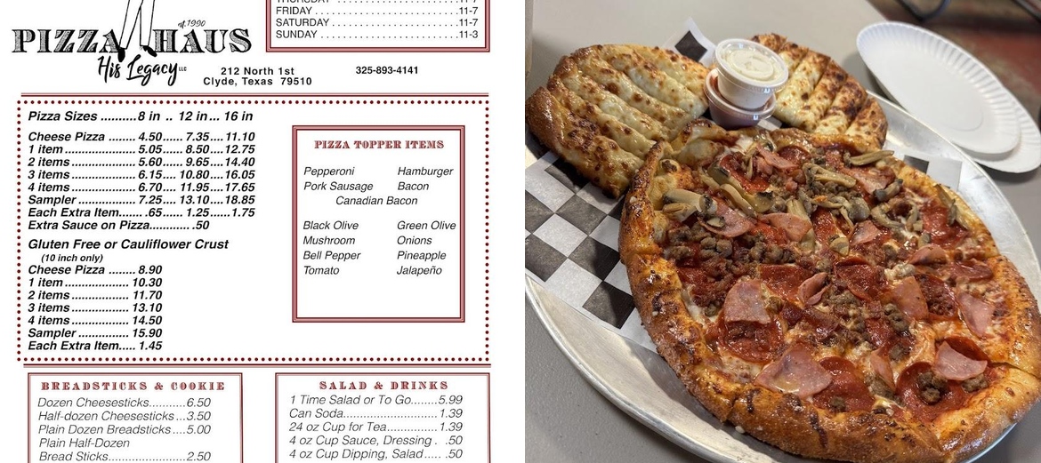 Pizza Haus Menu