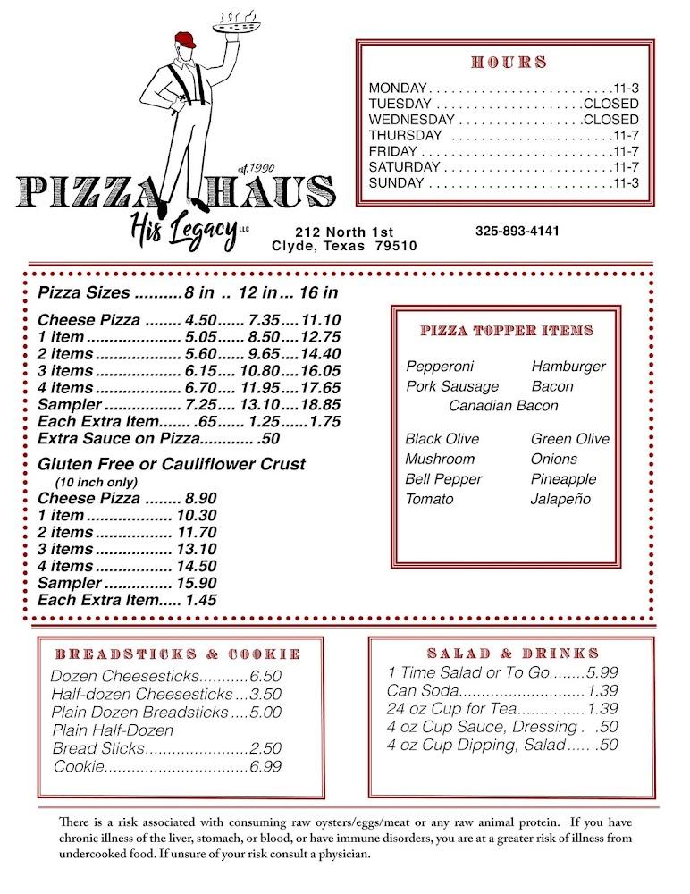 Pizza Haus Menu image 1